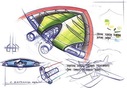 Citroen Osee (Pininfarina), 2001 - Interior Design Sketch